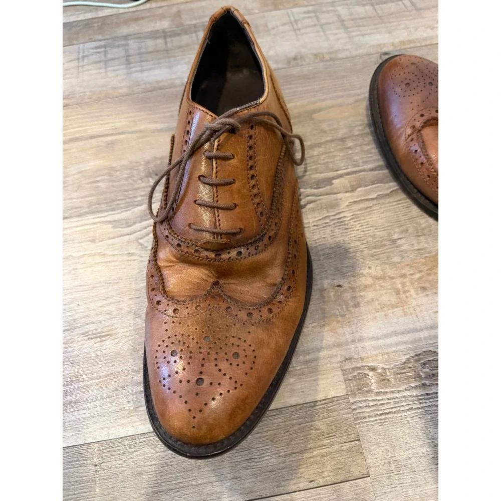 To Boot New York Mens Wingtip Oxford Brogue Italian Leather Tan Size 9